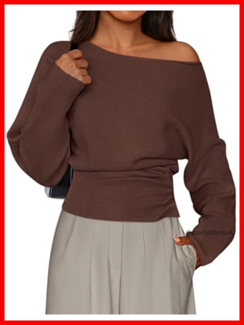 Off Shoulder Ribbed Knit Sweater Pullover Long Sleeve Fall Top
